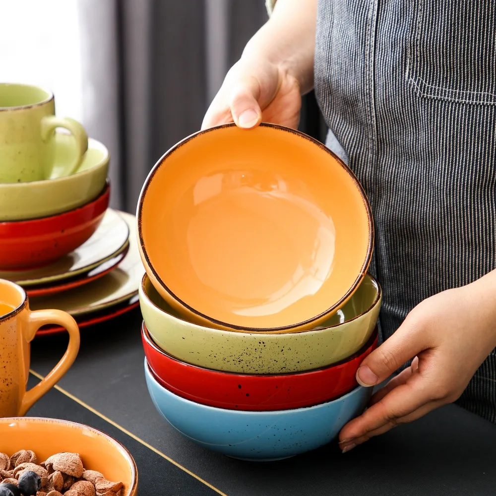 vancasso 16/32-teiliges Gemischungsfarbenes Steinzeug-Keramik-Geschirrset mit Speiseteller, Dessertteller, 800-ml-Schüssel, 380-ml-Becher-Set – Detail 18