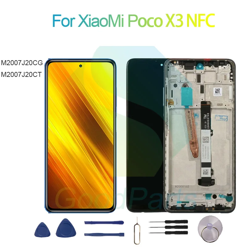 

Для XiaoMi Poco X3 NFC Сменный экран дисплея 2400*1080 M2007J20CG, M2007J20CT Poco X3 NFC ЖК сенсорный дигитайзер