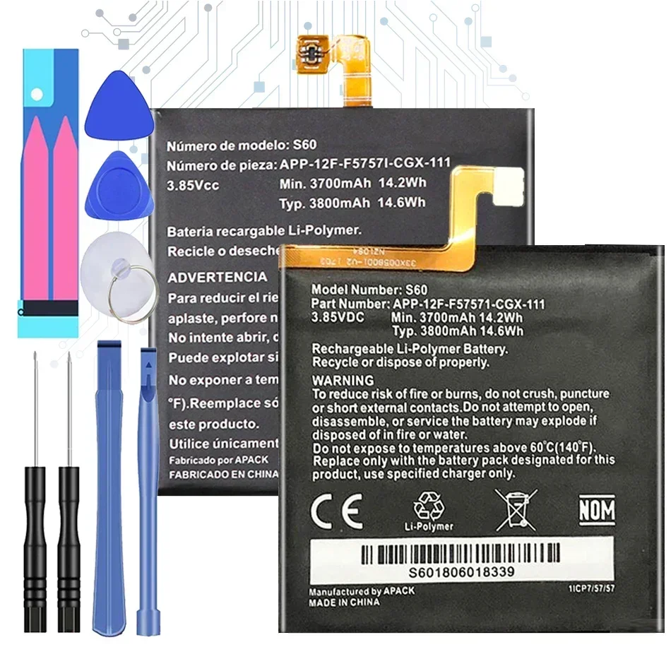 Batteria S 60 3800Mah Per Batteria Cat S60 + Strumenti Gratuiti