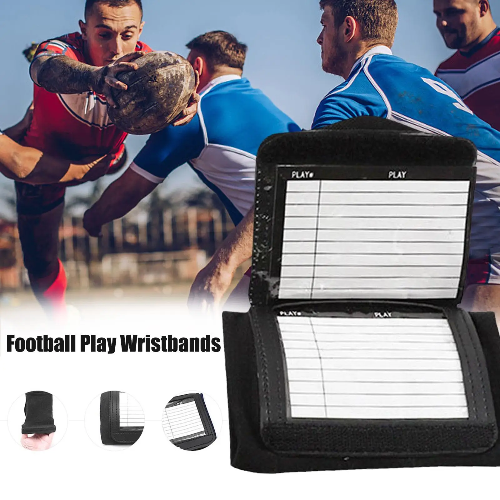 

Football Play Wristbands Soccer Quarterback Triple Wristband Insert Softball Playbook Coaching Armband Multi-Sport T6N4