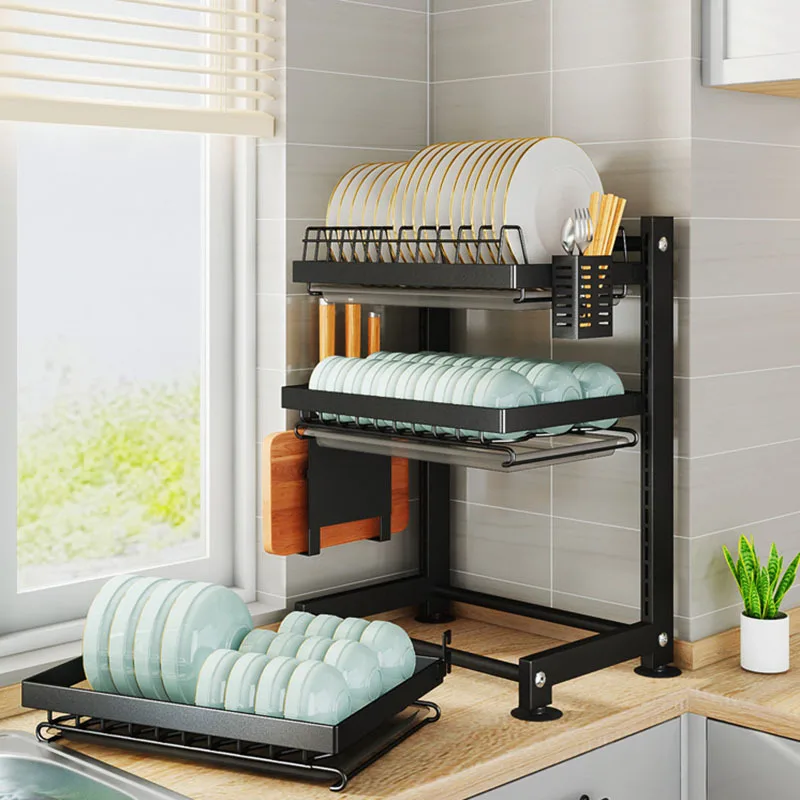 2/3 Tiers Cabinet Door Sink Rack Countertop Dish Storage Rack With Organizer  Kitchen Multi-function Dishwasher Rack Dish Rack - AliExpress