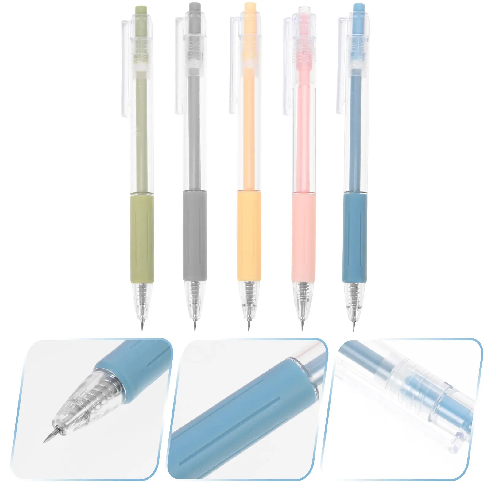 5Pcs 펜 모양 종이 커터 플라스틱 스테인레스 스틸 실리콘 미니 유틸리티 커터 DIY Scrapbooking 봉투 오프닝 사무실