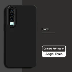 Angel Eyes Soft Liquid Silicone Phone Case - Solid Basic Design for Huawei P30 (Classic Black)