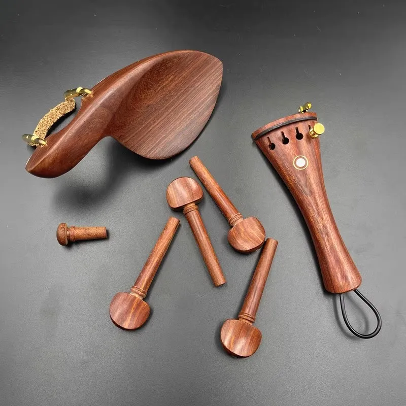 1 set 4/4 Violin Rosewood Tailpiece Tuning pegs Endpins Chin rest/Chin Holder ebony Jujube wood Fiddler parts Accessories violin tuning pegs violin tailpieces violin chin rest