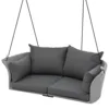 Gray Wicker Hanging Swing Chair with Cushion for 2-Person 4