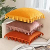 Velvet Soft Solid Decorative Throw Pillow Cover with Tassels Boho Accent Luxury Gift Cushion Case for Couch Bedroom Car Yellow 5