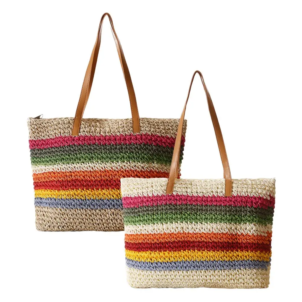 Straw Handbags Women Handwoven Straw Bags Summer Beach Tote Woven Crossbody