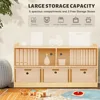 Shelf with Storage Boxes, Wooden Toy Storage Organizer for Books Toys, 2 Shelf Bookcase, 5-Section Storage Cabinet 5