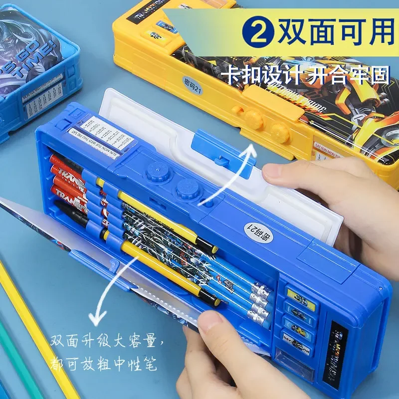 Stationery box Transformers multi functional high tech boys' password lock kindergarten bag gift