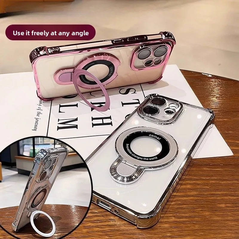 Electroplated Transparent Magnetic TPU Phone Case with Lens Film Protection