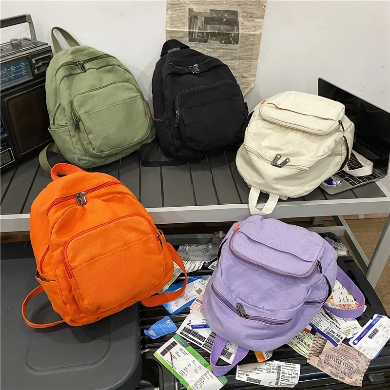 маленький рюкзак Canvas Women Small Backpack Vintage Feminina School Mini Backpack Women  Bagpack Female Solid Girl Mochilas
