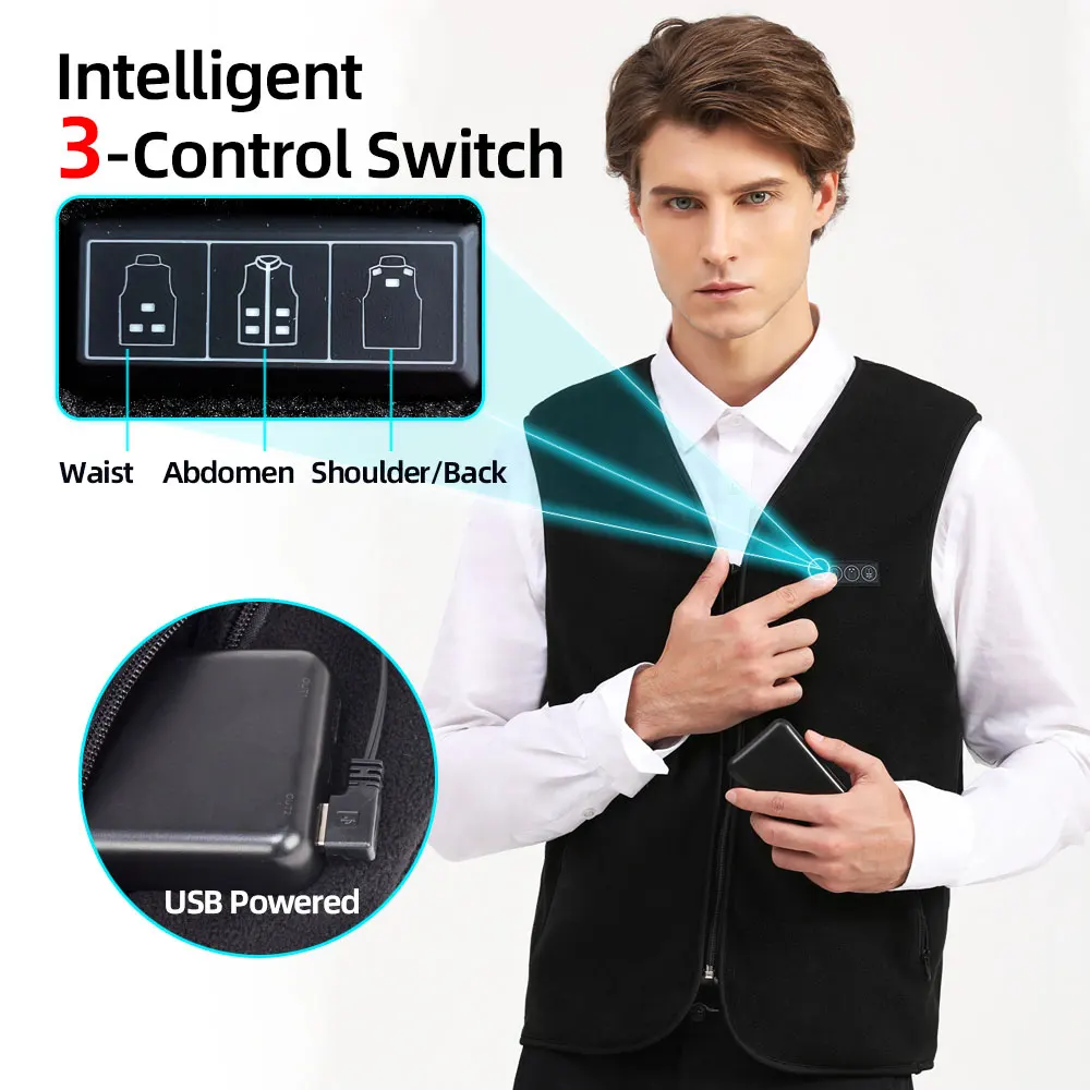 Unisex Rechargeable Electric Heated Fleece Vest