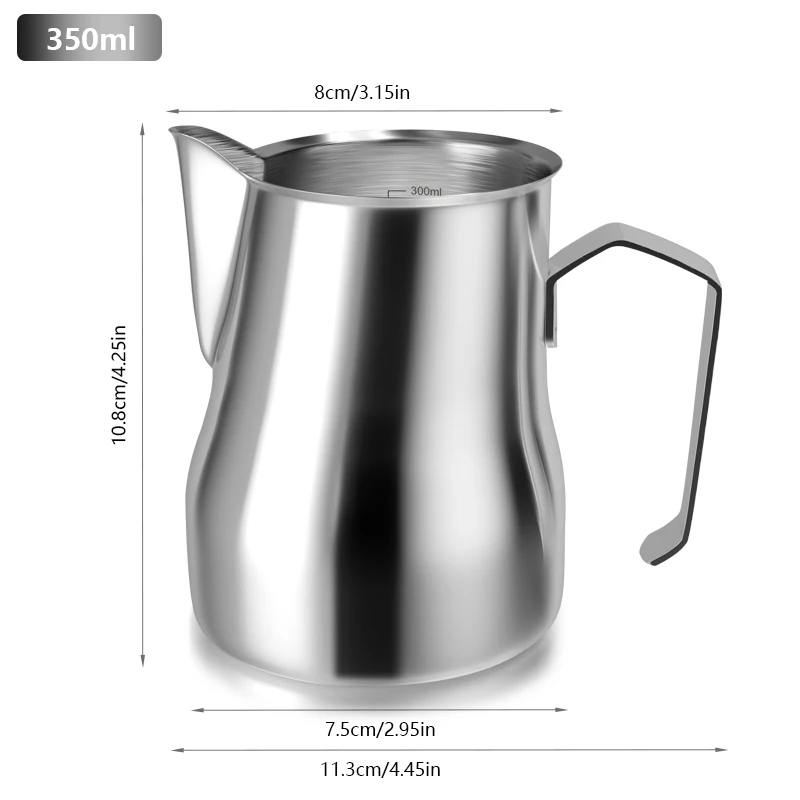 Kyraton Pichet à lait 12 oz 350 ml, Pichets à Vapeur En Acier Inoxydable  Avec Stylo De Décoration, Pichet à Mousseur Cappuccino Latte Art Barista  Tasse (Argent) : : Cuisine et Maison