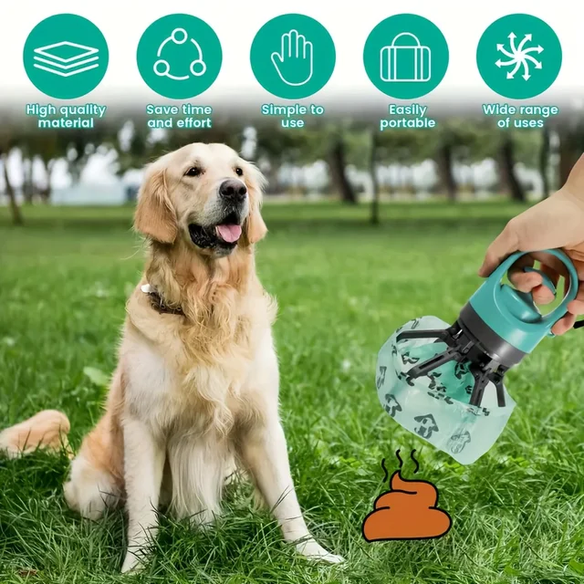 Portable Dog Pooper Scooper, Pet Waste Pick-up, Outdoor Cleaner, Built-in Garbage Bag, Handheld Pet Poop Grabber,No Touch Design 5