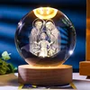 Unique Jesus 3D Crystal Ball Night Light with Wooden LED Base, Creative 3D Carved Crystal Ball Wholesale Craft Gift, Perfect for 4
