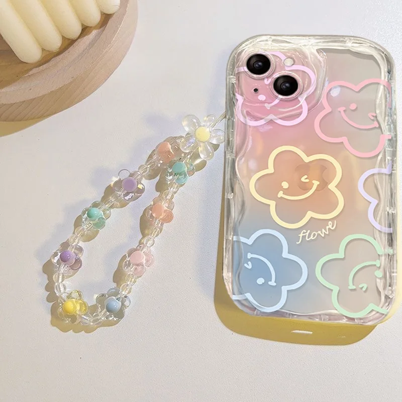Floral Design Phone Case with Detachable Strap and Lanyard