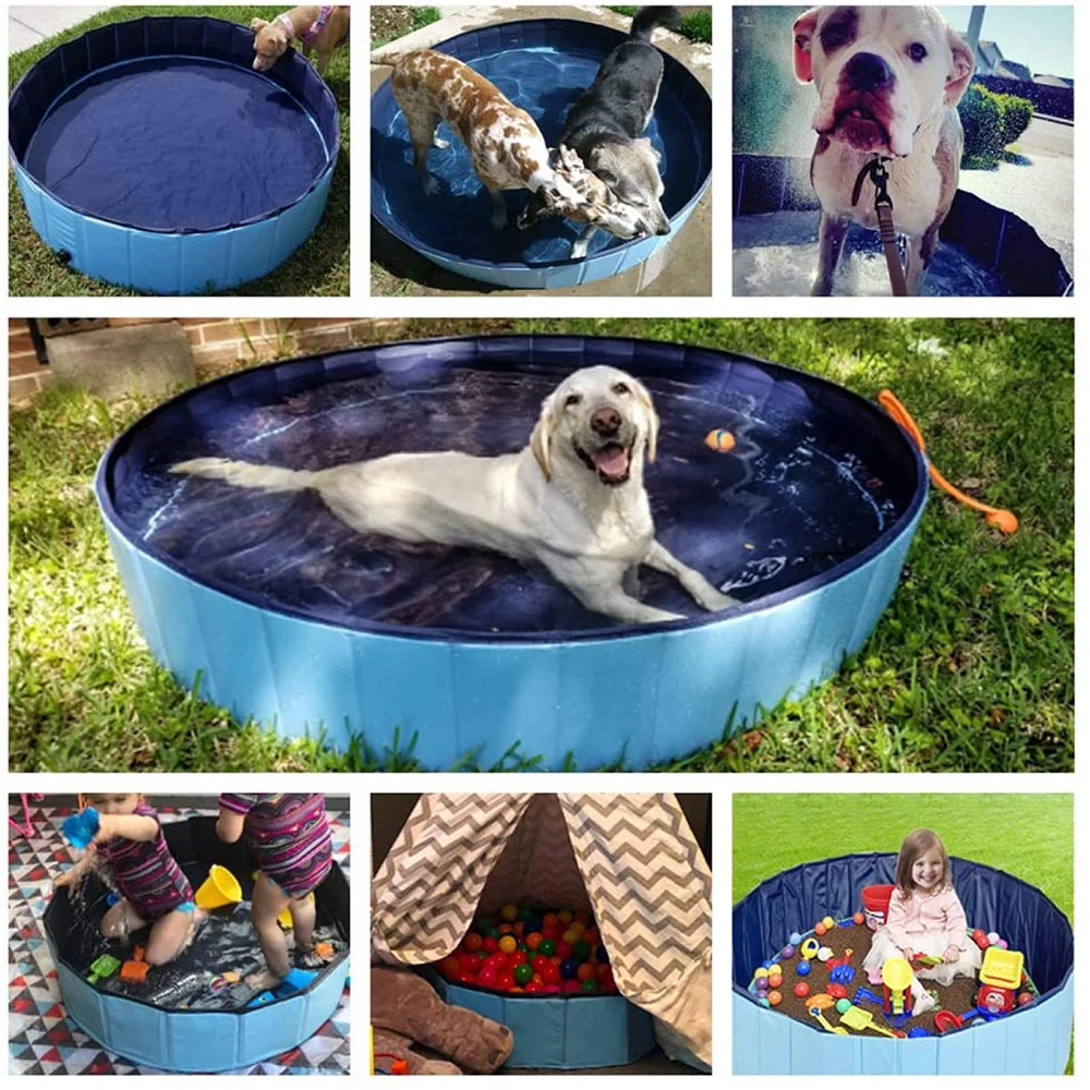 Dog Swimming Pool & Pool Cover Portable Plastic Pool Grooming Tub Bathing Scratch Resistance Pet Pools Bathtub for Large Dogs 6