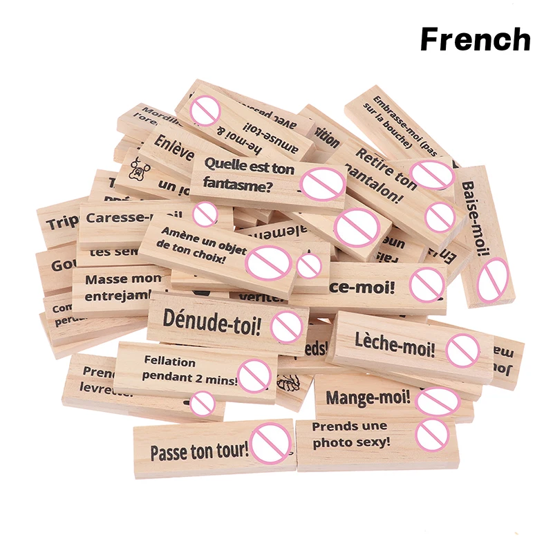 48Pcs Wooden Tumbling Tower Game Set for Couples - Adult Party Entertainment Sex Block Game Ideal Valentine's Day Gift