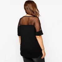 Plus Size Summer Casual Top Women Mesh Patchwork Short Sleeve Black Loose T-shirt Tee Female Plus Size Women Clothing 6XL 7XL 8X - Image 2