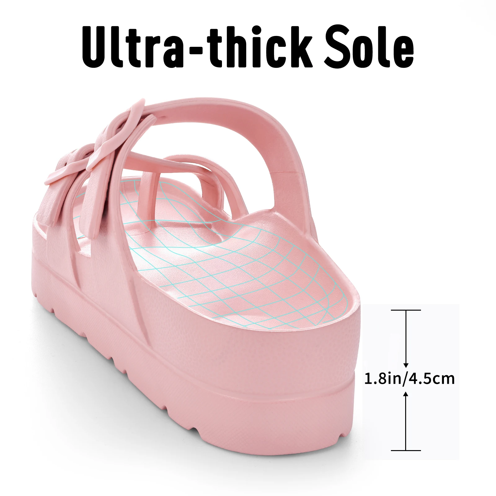 Lightweight Comfort Slides Double Buckle Orthopedic Flat Sandals