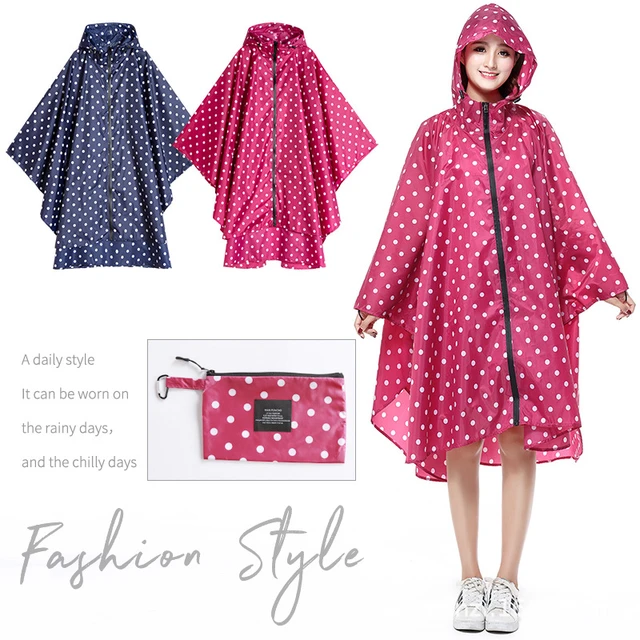 Poncho de lluvia impermeable con capucha y cremallera para mujer -  AliExpress