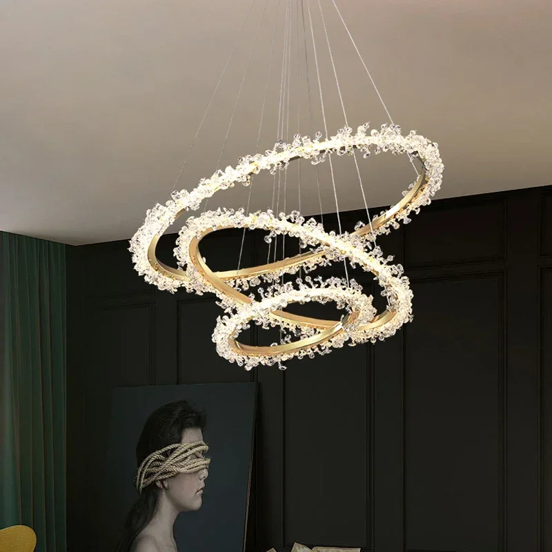 Nordic Luxury Shop Bedroom Living Room Crystal Pendant Lighs Interior Decoration Ring Luster Lighting Modern Ceiling Chandelier pendant lights,ceiling light,pendant lamp,chandelier lighting