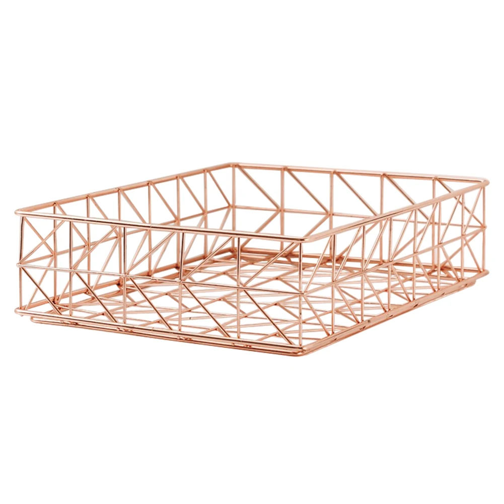 

Elegant File Tray Basket Notebooks Organizer Letter Size Home Office Magazine Pantry Large Capacity Tabletop Documents Storage