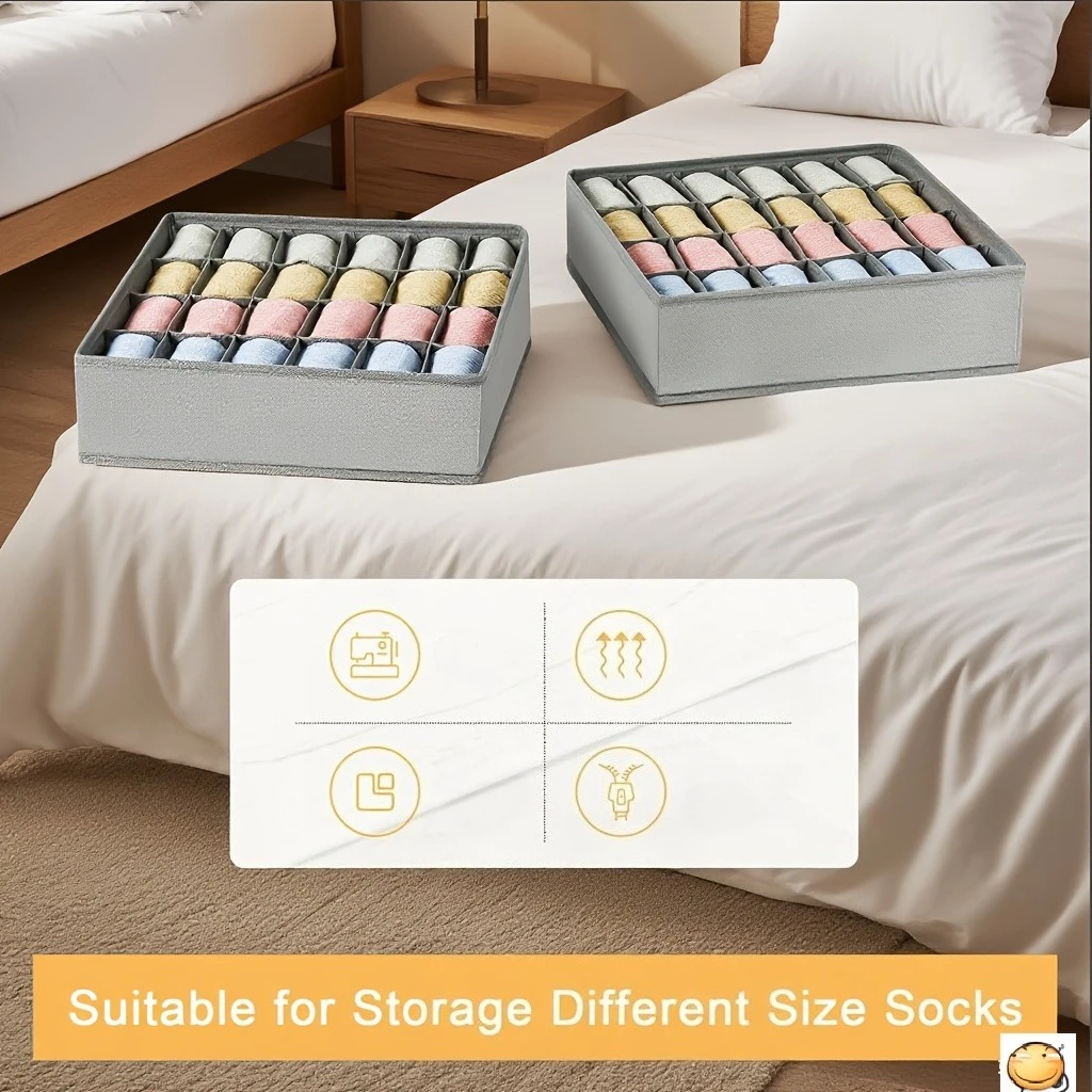 Foldable storage box - a vertically designed wardrobe storage box that saves space for storing underwear, socks, bras, - 6