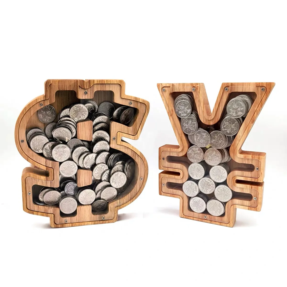

Large Size Wooden 1-10 Digital Piggy Bank English Symbol Money Storage Box Children'S Boy Girl Transparent Cartoon Gift Animal