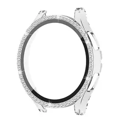 Bling Diamond Glass Case with Screen Protector for Galaxy watch 4 44mm (Clear)