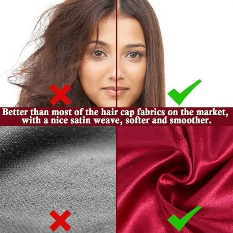 Night hair cap Women's Wide Brim Silk Bonnet Hair Wrap For Sleeping Sleep Cap Elastic Soft Band