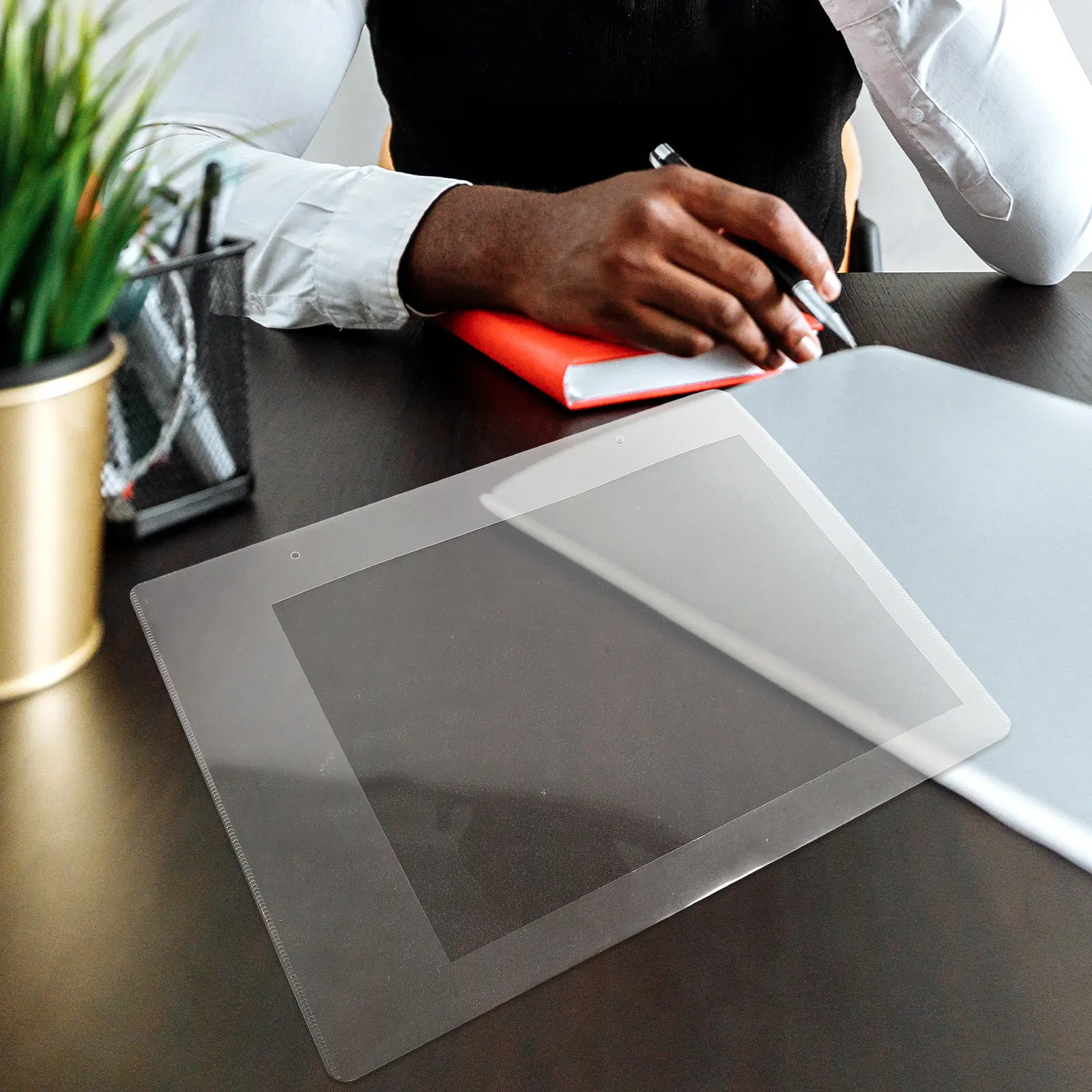 2Pcs 실용적인 문서 폴더 파일 가방 사무실 연구용 플라스틱 홀더 종이 정리함 휴대용 보관함