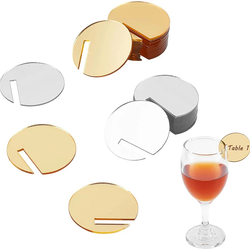 30Pcs Blank Acrylic Wine Glass Decoration Label Gold Clear Round Drink Labels Tags Wedding Party Christmas DIY Decoration Supply