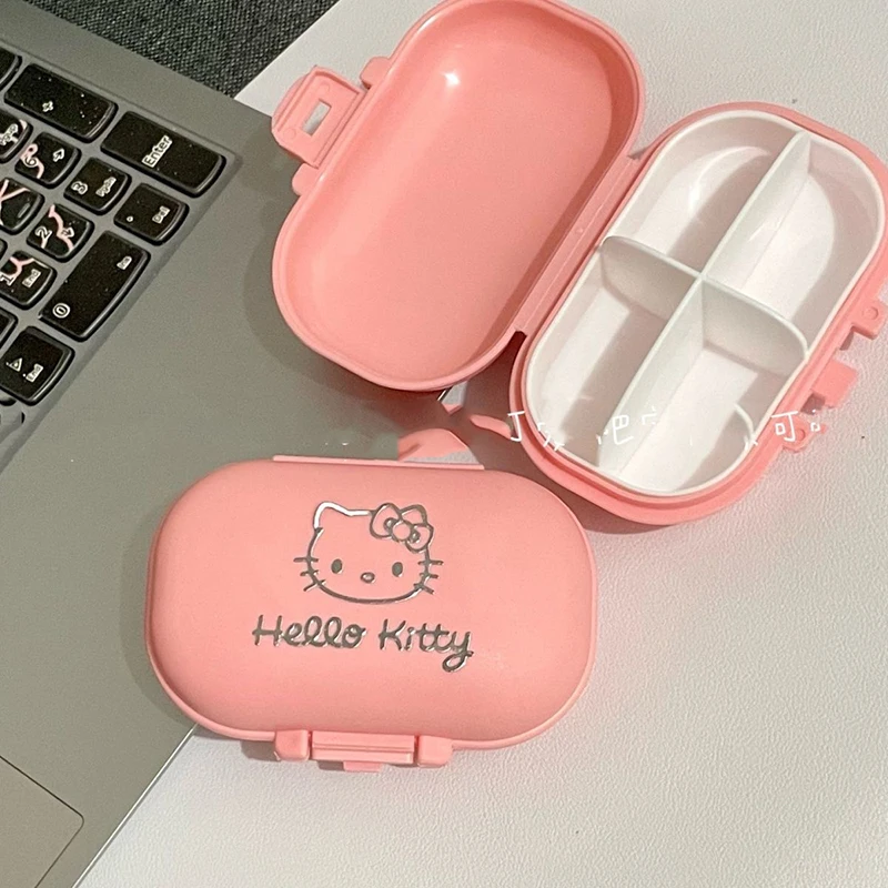 

Sanrio Kawaii Anime Hello Kitty Pill Case Portable Cute Sweet Pochacco Cartoon Compartment Storage Box Lovely Gifts for Girls