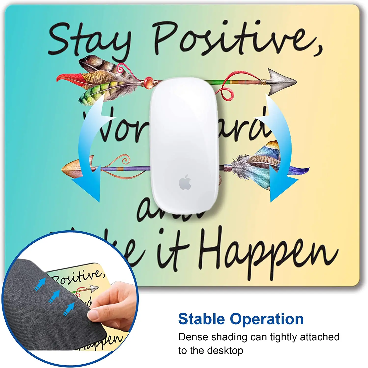 Stay Positive Mousepad Computer Mouse Pad with Personalized Design Office Non-Slip Rubber Mouse Mat 9.5X7.9 Inch