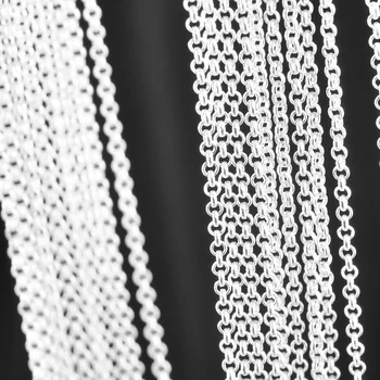 10PCS Wholesale Pure 925 Sterling Silver Color Charm Link Chain Necklace Jewelry with Strong Smooth Lobster Clasps 16-30 Inch