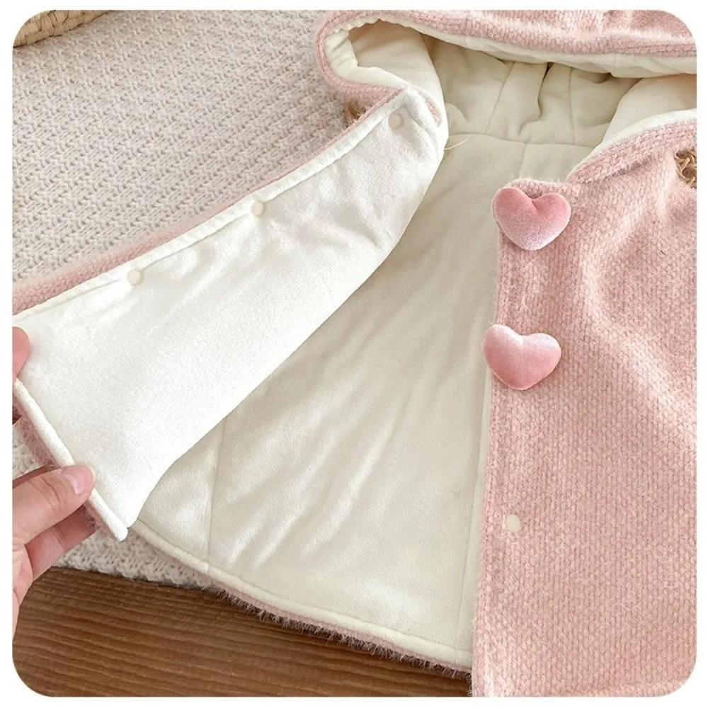 튼튼하고 따뜻한 후드 망토 공주 양털 소녀 겨울 케이프 0-1세  의상