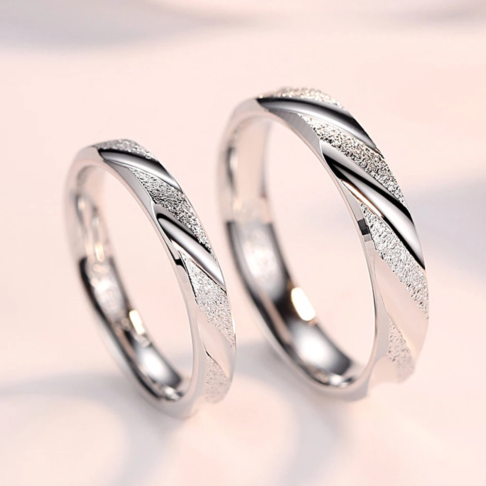 Daifuni 100% S925 Sterling Silver Frosted Finger Rings For Woman Men Wedding Band Top Quality Engagement Fine Party Jewelry 2