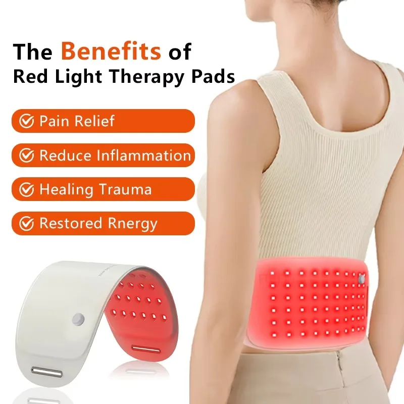 Wearable LED Red Light Therapy Pad 660nm 850nm Near Infrared Therapy Belt Rechargeable for Face Body with Wireless Controller