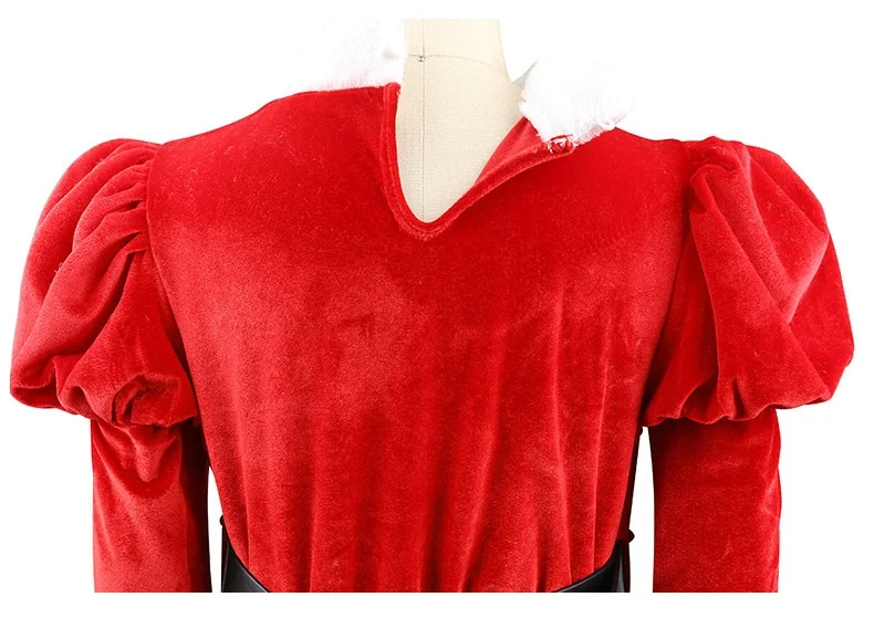 Rotes Weihnachtsmann-Cosplay-Kleid, Weihnachtskostüm, Samt, warme Sets für Kinder, Weihnachtsoutfit, Neujahrskleid für Mädchen, Partykleider – Detail 9