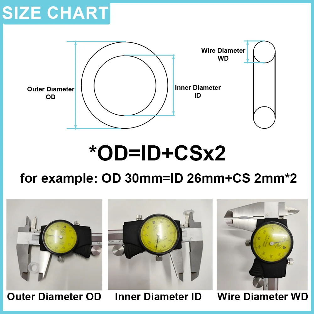 도장 개스킷 두께 CS 2mm OD5mm  60mm 실리콘 개스킷 O링 절연 실링 원형 와셔, 화이트, 레드, 블랙, 15 개, 50 개