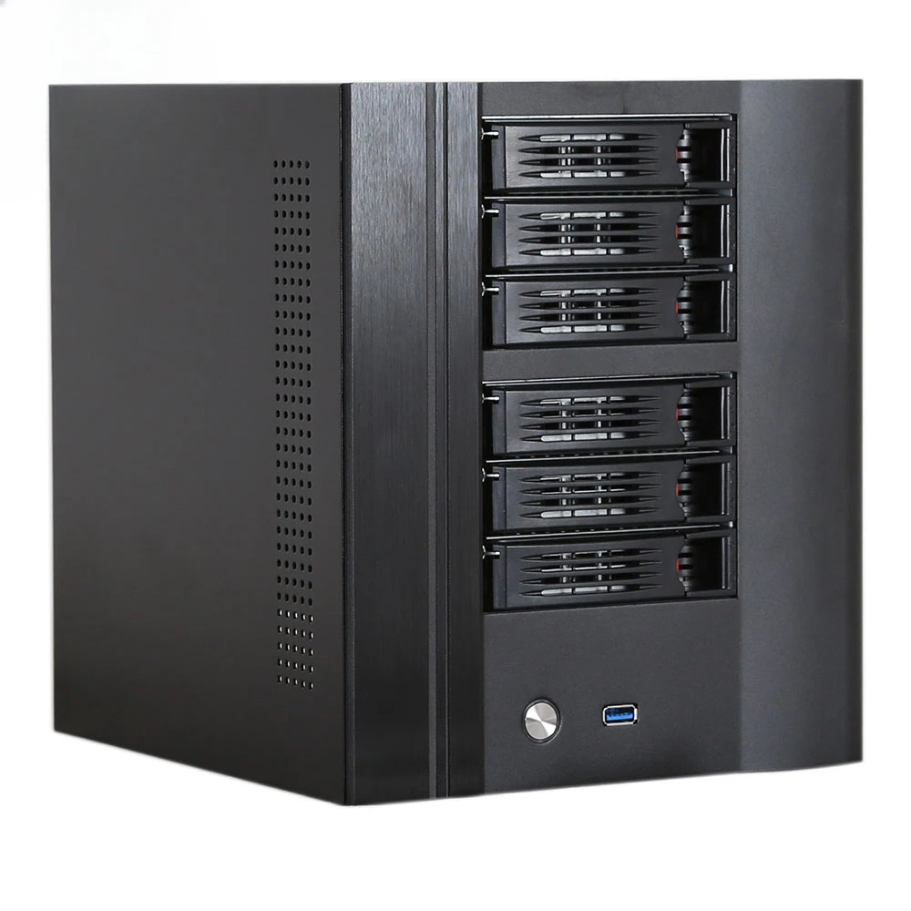 

NAS chassis 6-disk black group glow 1.2 steel plate aluminum alloy panel hot swappable storage chassis storage chassis