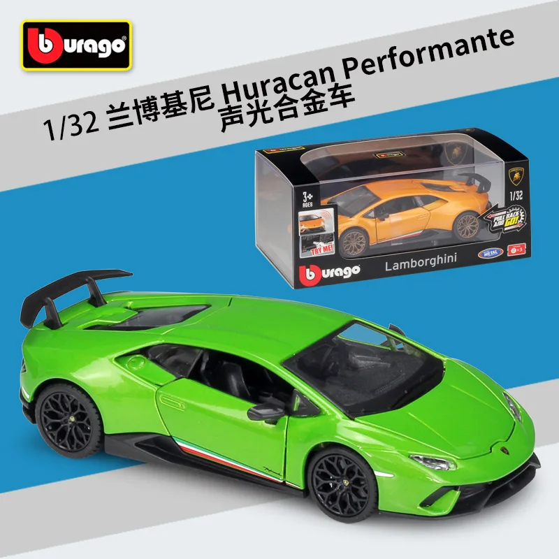 Bburago 1:32 Lamborghini Huracan Performante Acusto Opti Modello Di Veicolo Di Simulazione In Lega Di Espositore In Plexiglass