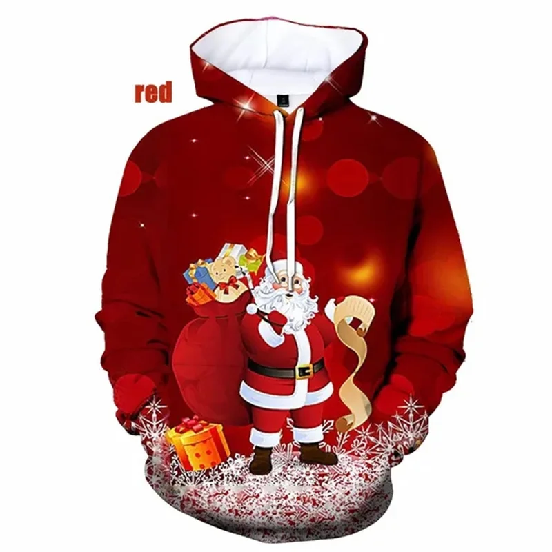 thumbnail image 1 of Sudadera con capucha de Papá Noel y gato con estampado 3D para hombre, sudadera con estampado de árbol de Navidad y muñeco de nieve, unisex, holgada, de manga larga, 1 of 5