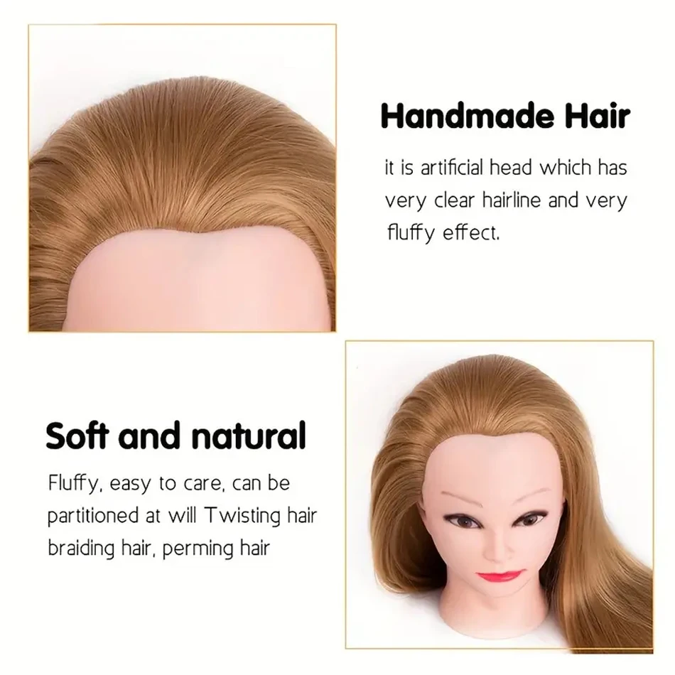 Long Synthetic Fiber Hair Mannequin Head With Free Clamp Stand Hairdresser Training Manikin Cosmetology Doll Head For DIY Braid Best Sellers In Hair Extensions & Wigs
