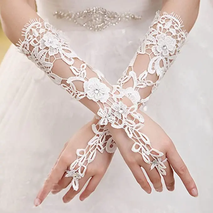 Guanti da sposa in pizzo da donna guanti da sposa senza da