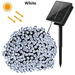 Outdoor Solar String Lights - 100 LED, 8 Lighting Modes, Waterproof for Garden, Patio, and Festive Decor (White)