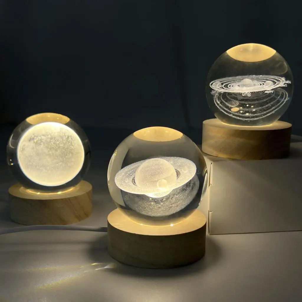 

Crystal Ball 6cm 3D Crystal Planet Moon Galaxy Solar System Night Light Children Night Lamp Bedroom Ambient Light Desktop Decor