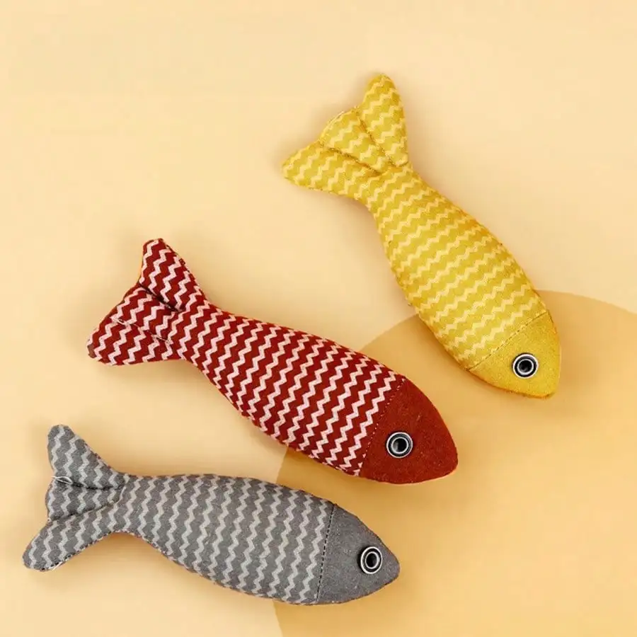 Deluxe Cat-Teasing Burlap Fish with Catnip - Engaging Pet Toys Collection