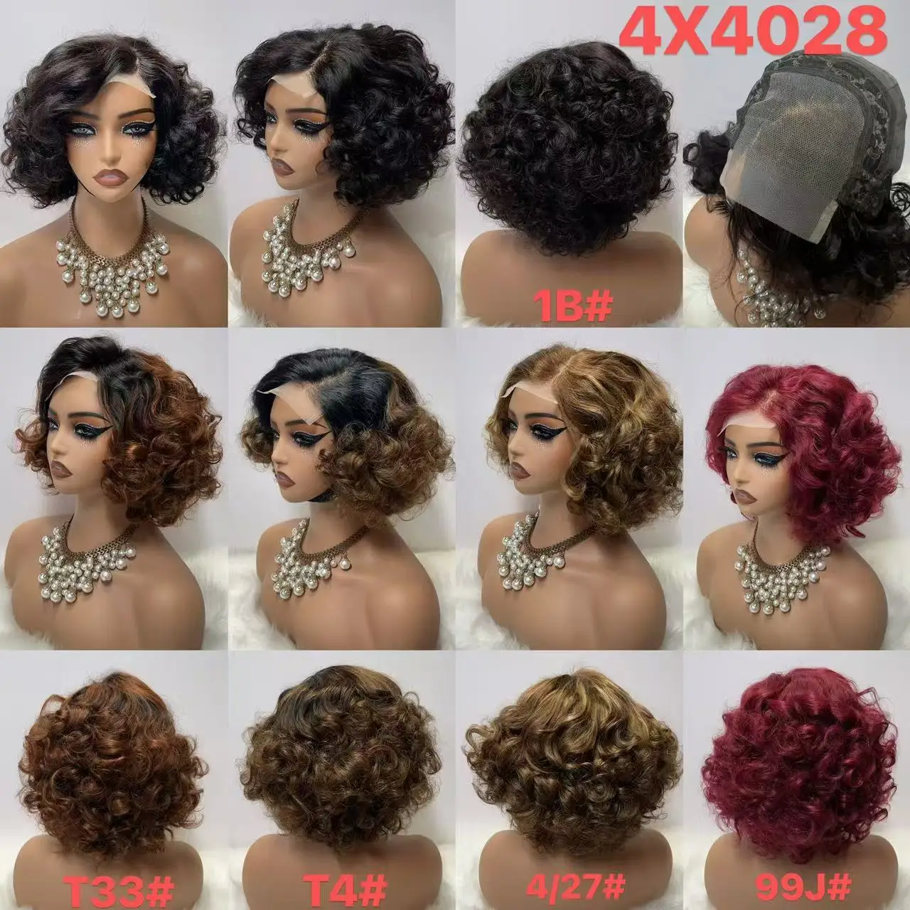 Short Side Part Loose Fumi Bob Wig Human Hair Wigs 250% 4x4 Transparent Lace Closure Colored Bouncy Curly Bob Wigs for Women 5
